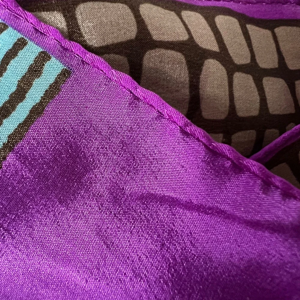 Vintage Vera Neuman Silk Geometric Rectangular Scarf 10 x 52